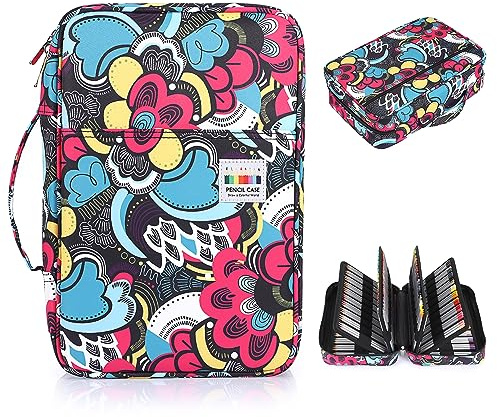 SUMTree Trousse à Crayons de Couleur, Grande capacité, Multicolore | Capacité 300 Crayons ou 204 Feutres, Portable, Trousse en polyester, Pour les amateurs de dessin, Pour l'École et Bureau