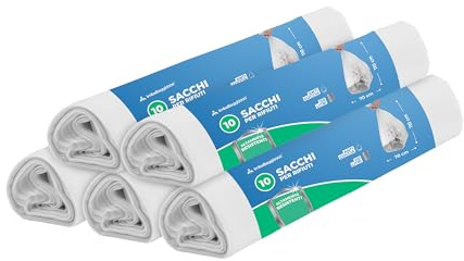 IMBALLAGGI 2000 - Sacchetti Spazzatura 70x110(110L) in Plastica Riciclata Trasparenti 10 Rotoli x 10 Sacchi Spazzatura Raccolta Differenziata Interno, 100 Sacchetti Tutti Rifiuti Resistenti Rinforzati