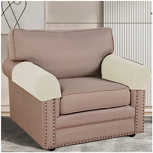 NNSMUN Stretch Armlehnenbezüge 2/4/6-er Set, rutschfest Armlehnenschoner Armkappen für Stuhl Sofa Sessel Couch, Armlehnenbezüge für Stühle, Couch, Sofa, Sessel (Natürlich,2 STÜCK)