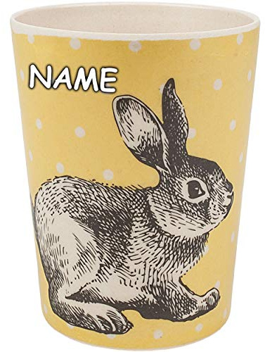 alles-meine.de GmbH Kunststoff Trinkbecher/Becher - Tiere - Hase - inkl. Name - 330 ml - BPA frei - aus Kunststofffasern - Tasse - Zahnputzbecher/Malbecher - Kinder Erwachs..