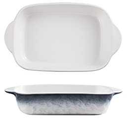 Plats de Cuisson au Four en Céramique, Plat de Cuisson au Four, Plat à Lasagnes à Pâtes Rectangulaire, Casserole Individuelle avec Poignée, Lot de 2, Couleurs Assorties,C (Color : B)