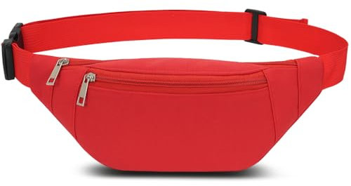 Bauchtasche Gürteltasche Hüfttasche für Herren Damen Wasserdicht Stylisch Nylon Unisex Bum Waist Fanny Pack für Outdoor Sport Reise Wandern Hundetraining (Rot)