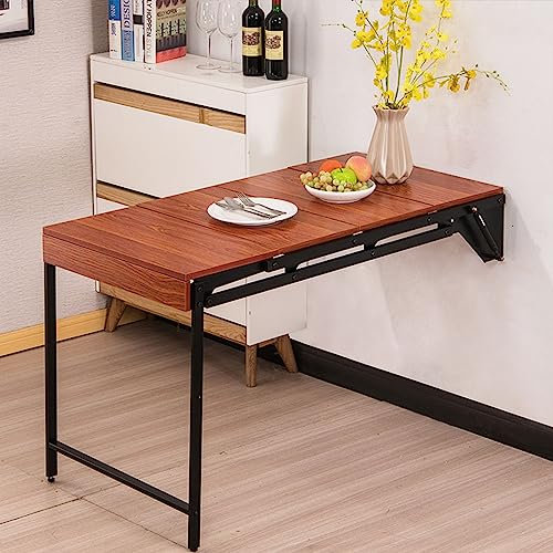 Tqertrtfxa Wandklapptisch Massivholz-Klapptisch Wandklapptisch Holz-Wandarbeitstisch Wandklapptisch Wandmontagetisch Büro-Klapptisch Küchentisch, Heim-Esstisch für Küche, Balkon, Wohnzimmer(Teak)