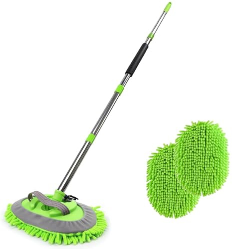 Spazzola in microfibra per lavaggio auto, 157 cm, con manico lungo, spazzola per la pulizia dell'auto in ciniglia, per auto, camper, SUV, camion, barca, autobus, antigraffio