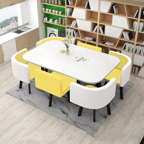 EpuzeR Konferenztisch Esstisch mit 6 stühlen Set, Empfangtisch Couchtisch for 4–6 Personen, Esstisch Gruppe 6 Personen, Empfangtisch Bartisch(4)