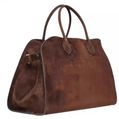 Generisch Genuine Leather Suede Tote Bags for Women, Vintage Top Handle Brown Suede Tote Bag Shoulder Satchels Bag (Brown Suede)