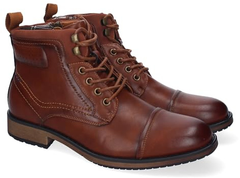 shoes&blues.es 88733 Botines de Hombre, Comodos y Elegantes, Diseno Clasico con Punta Redonda, Adornos de Costuras, Cierre de Cordones y Cremallera Lateral. Cuero Talla 42