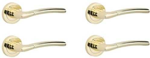 Golden Grace Indiana Door Handles in Polished Brass, 4 Pairs