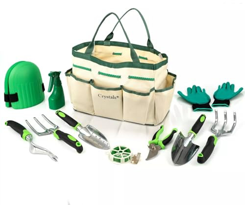 Heavy Duty Garden Tools Set, 11-Piece Stainless Steel Rust-Proof Gardening Kit with Non-Slip Ergonomic Handles & Durable Storage Tote Bag, Gardening Gifts for Women Men, Indoor/Outdoor Plant Tools