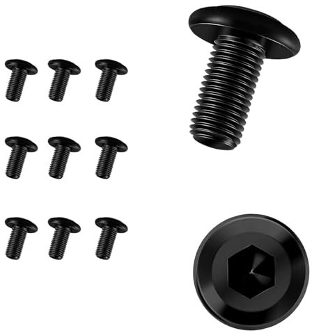 10 Pezzi Viti M8 x 16,Viti m8,Bulloni,Vite,Acciaio Inossidabile A2 V2A,Esagono Incassato,Completamente Filettato,Nero(M8 x 16)