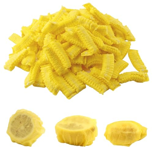 BOXOB Lot de 100 Sachets de Protection pour Citrons à Presser, Filet à Jus de Citron Chiffons pour Presser le Citron Emballages Étirables pour Moitiés et Quartiers de Citron (Jaune)