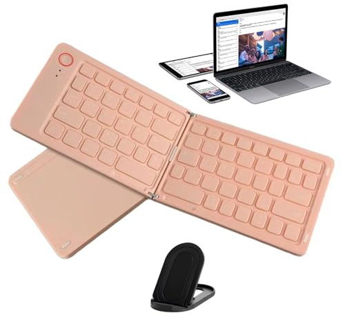 Teclado inalámbrico plegable – teclado plegable portátil, pequeño teclado ultra fino | teclado portátil para smartphones, tabletas y ordenadores portátiles, diseño compacto y fino, batería