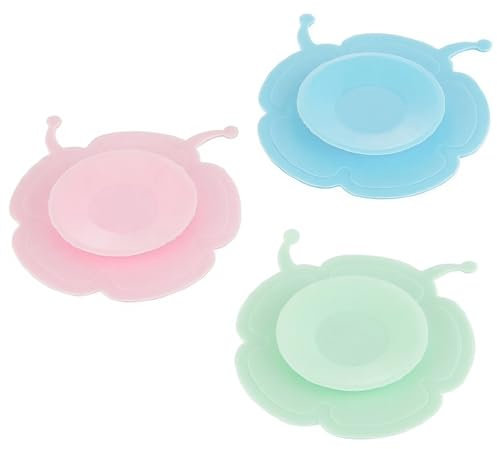 HAMKU 3 Pièces Assiette Ventouse Pour Bébé Bol, Assiettes À Succion Pour Bébés Et Jeunes Enfants, Assiettes À Séparation En Silicone Sans Bpa,Ventouse Double Face Vaisselle Bebe(A)