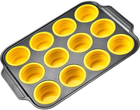 Generico Stampo In Silicone Per Dolci | Stampo Cupcake 12 Forme,Teglie Pieghevoli Antiaderente per Torta al Cioccolato, Cheesecake e Mousse, Cucina Domestica e Preparazione Dolci