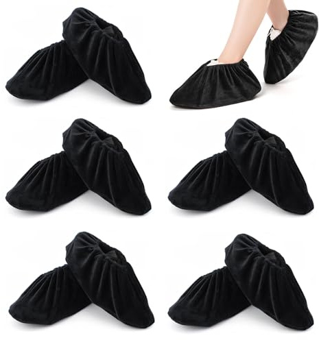 Schuhüberzieher Mehrweg, 5 Paar Strapazierfähige Überzieher Schuhe mit Antirutsch-Sohle, Mehrweg Überziehschuhe Überschuhe Schuhschutz Schuh Überzieher, Shoe Covers für Haushalte usw(Schwarz)