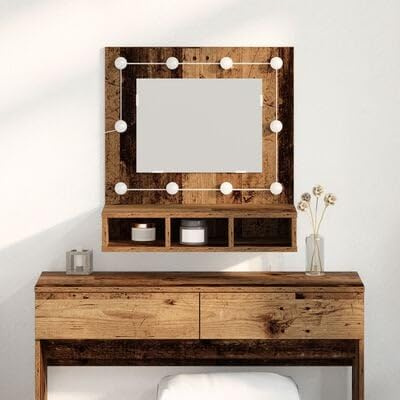 Brokky 873880 unità da toelette Legno Invecchiato Legno massello di Recupero Toeletta Trucco,Scrivania Trucco per Camera da Letto,Toilette Trucco
