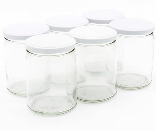 Blumixx Einmachgläser mit Schraubdeckel 12er Pack Einmachglas mit Deckel in Weiß - 540ml Fassungsvermögen - Ideal für Erntezeit, Konservierung & stilvolle Aufbewahrung