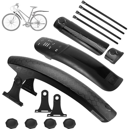 WJMY Kit de garde-boue de vélo [24-29 pouces] Garde-boue pour VTT, vélo de course, vélo de gravel, largeur de pneu de 50 à 70 mm, angle réglable, montage sans trous, montage rapide