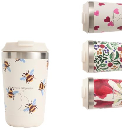 Chilly's Original Coffee Cup - 340ml - Bumblebee Blue Wing | Cold & Hot Drinks, Reusable Cups, Double Walled Vacuum, Insulated Mug, Stainless Steel, Thermal Travel Mug