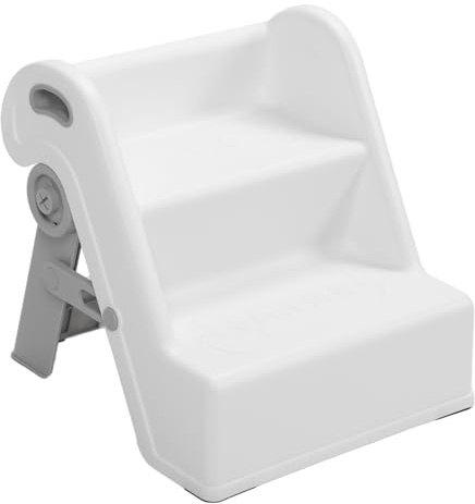 Fockety Escabeau pour Les Enfants, Escabeau Pliable à 2 Marches pour Les Pieds Les Pointilles, Surface de Marche antidérapante. (White)