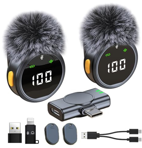 Mini micrófono inalámbrico para iPhone 15/16 y Android，micrófono magnético para Youtube, TikTok, podcasts y entrevistas,Mini micrófono, micrófono inalámbrico reducción de ruido para grabación de vídeo