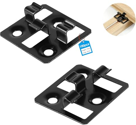 SUPAWAY 100 pièces Attaches pour lames de terrasse WPC en acier inoxydable, Cclips cachés, entretoises pour Fixation de lames de terrasse (Noir, écart 3mm, hauteur 7mm)