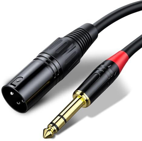 Cavo XLR maschio a jack 6,5 mm TRS bilanciato treccia di nylon e connettori placcati oro, cavo microfono professionale per studio e diretto compatibile con amplificatore e apparecchiature audio 1 m