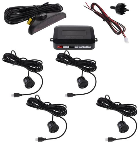 NUOBESTY Kit de Capteurs de Stationnement Voiture 4 de Recul Noir Avertissement Vocal, Système D’Alarme Parking Précis pour Véhicules, Assistance Sécurité Stationnement Automobile