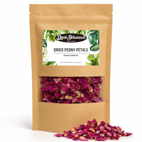 Edible Natural Dried Peony Rose Petals | 100+ Petals | 100% Natural | Dry Rose Petals For Cocktail Flowers Decorations, Confetti, Soap Making & Tea | 25 Grams, 0.88 oz, Drink Botanicals Ireland