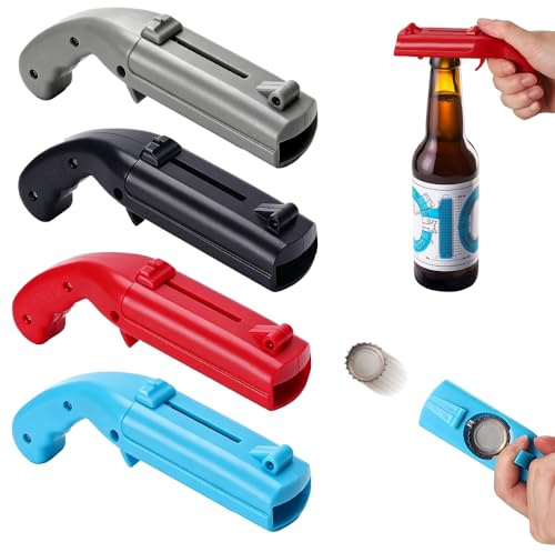 4 Stück Capgun Flaschenöffner Pistole, SGZIOO Lustige Schuss Flaschenöffner, Cap Gun - Flaschenöffner lustig, Kronkorken Pistole, Bierdeckel Pistole für Den Einsatz zu Hause, in Bars Oder auf Partys