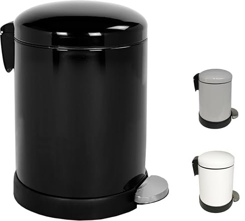 FurnitureXtra™ Classic Style Powder Coated Soft Close Pedal Bin, Plastic Inner bucket, Metal Lid, 3L(Black)