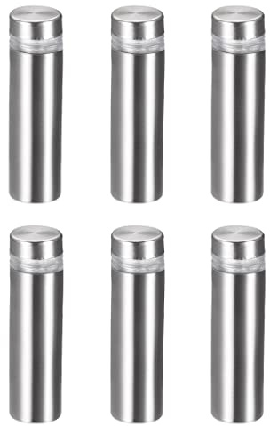 sourcing map 6 Stück Abstandshalter 12×43mm（Dia*H） Edelstahl Schilderhalter Werbeschraube Abstandsschrauben für Schilder Displays, Silber