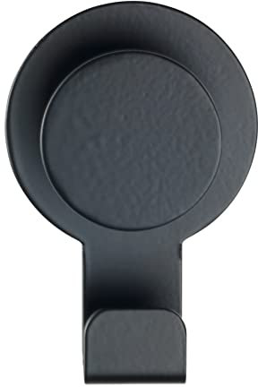 WENKO Crochet mural Blandas Noir mat acier inox - Crochet adhésif sans percer de trous, porte-serviettes, Acier inoxydable, 5 x 7.5 x 2.5 cm, Noir