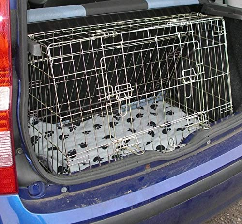 Pet World Small 32 Sloped Car Dog Crate – Compatible with Fiat Panda – UK Designed, Steel Travel Cage – Emergency Escape Hatch – Folds Flat – Free Comfort Mat – Easy Assembly