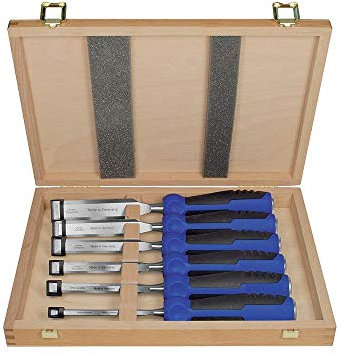 JeCo Stechbeitel Beitel-Satz - Inhalt 6-teilig 6/10/12/16/20/26mm Klingenbreite - Artikel aus Chrom-Vanadium-Stahl