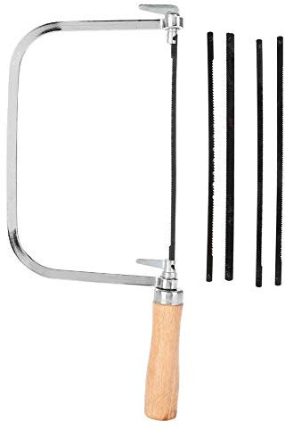 HERCHR Strumento di Taglio Regolabile a Forma di U Telaio, Seghetto da Traforo Manuale con 5 Lame e Arco per Metallo e Legno per Creazione di Gioielli