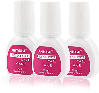 3 Flaschen Nagelkleber für Tips Nagelkleber Extra Stark 15ml, Nagelkleber Colla per Unghie Finte, Nagelkleber mit Pinsel, Nagel Kleber für Gebrochenen Nagel, Falsche Acrylnägel
