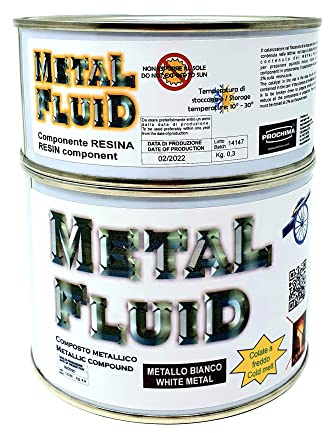 PROCHIMA Metalfluid Metallo Bianco, Agglomerato di Graniglie Metalliche in Legante Resinoso, Prodotto di Norma Utilizzato per Colata in Stampi di Gomma Siliconica, Confezione da 1 kg, KT827MFMB