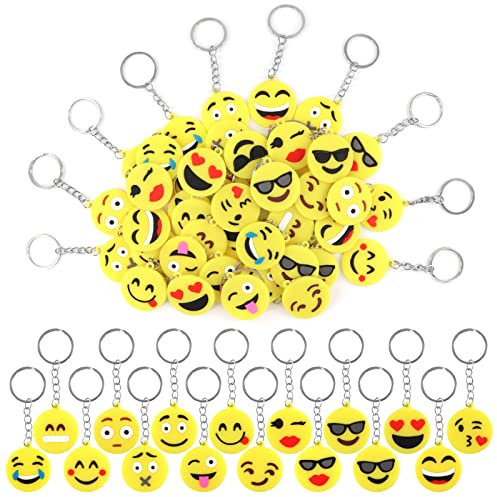 Annhao 60 Pezzi Portachiavi Bambini Emoticon Porta Chiavi Gadget Bambini Regali Compleanno Pensierini di Natale Festa