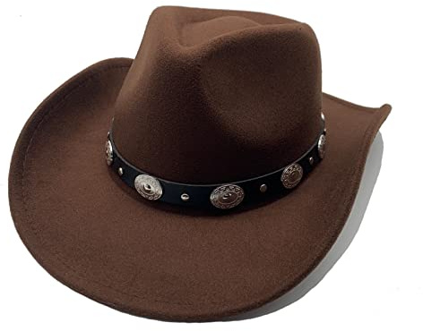 Willheoy Chapeau de Cowboy Femme Chapeau Western Homme Jazz Noir (Marron)