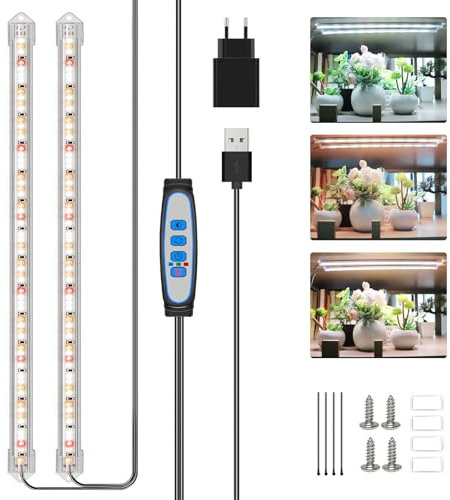 Kullsinss Grow Lights for Indoor Plants, 6000K/3000K/660nm Full Spectrum LED Plant Grow Light Strips with 10 Dimmable Levels, 3/9/12H Timer, 120 LEDs Sunlike Grow Lamp for Hydroponics Succulent