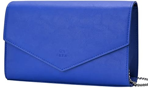 GM LIKKIE Clutch-Geldbörse für Damen, Abend-Umschlag-Clutch, Crossbody-Umhängetasche, faltbar, PU-Leder, Schultertasche, Königsblau