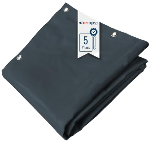 TECPLAST Bâche Bois 1,5x6 m LP506BO Gris Anthracite - Garantie 5 Ans - Bâche de Protection étanche en PVC pour Bois de Chauffage