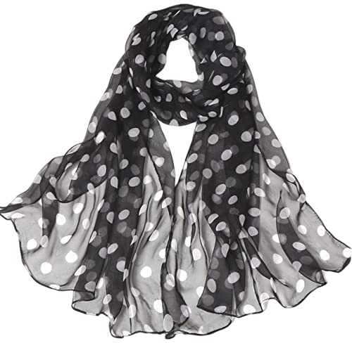FAIRYGATE Chiffon Schal Seiden Tuch im Punkte Design Hochwertiger Schal für Damen Mädchen Halstuch weicher für Frühjahr Sommer Herbst Winter 20A48