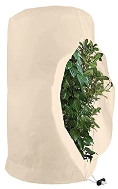 Winterschutz für Pflanzen Kübelpflanzensack Frostschutz Pflanzenabdeckungen mit Reißverschluss & Zugband, Winter Pflanzenschutz für Baum Palmen Atmungsaktiv - Reißfest (120*180cm,Beige/1er Pack)