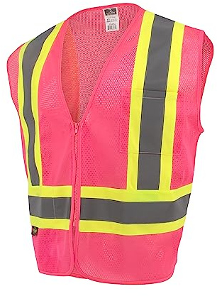 Radians SV22-1 Economy Type O Class 1 Safety Vest Size Large, Pink Mesh with Contrasting Tape - 1 Each