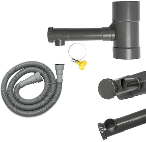 4IQ Regendieb 100 mm für Fallrohr, inkl. Ablaufschlauch und Wasserhahn mit Ventil, Regenwasser-Set für Regentonne