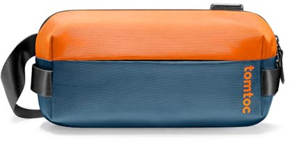 tomtoc Kompakt Sling Bag für Herren Damen, EDC Umhängetasche Schultertasche Crossbody Bag für Neu Switch 2 (2025) oder iPad mini, 3 Liter Brusttasche Bauchtasche für Reise Travel Alltag, Orange