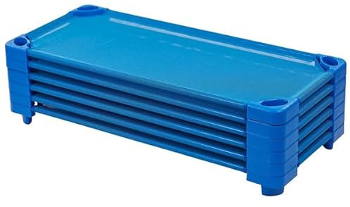 Infanity - Pack de 6 Cunas Apilables para Guardería Azules – Cuna Apilable para Guardería 132cm x 58cm x 15cm