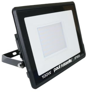 paul russells 100W LED Outdoor Floodlight - 10000LM Bright Security Lights, IP65 Waterproof, Daylight 6500K White, Garden & Outdoor wall Lights for Garden, Garage Lighting, Warehouse, Energy-Efficient